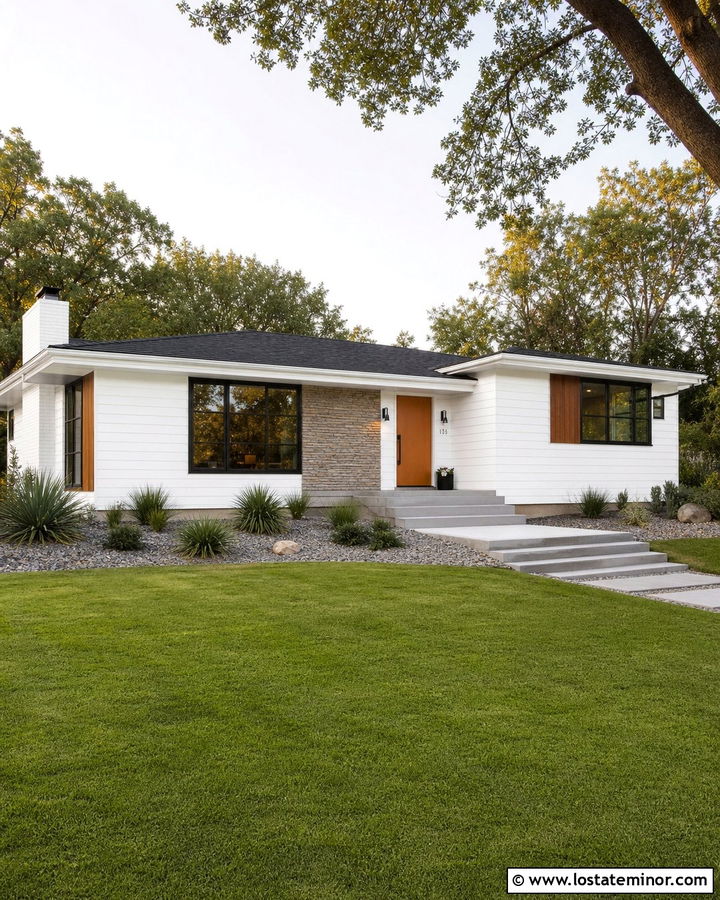 White House With Burnt Orange Front Door - 30 White House Design With Front Door Ideas
