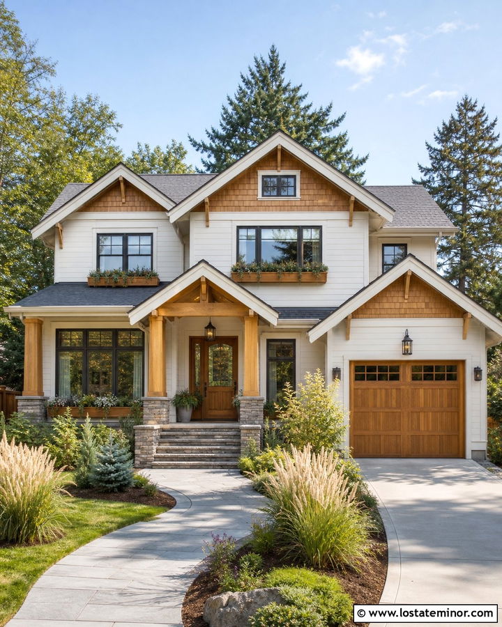 White House With Cedar Accents - 30 White House Design With Accents Ideas