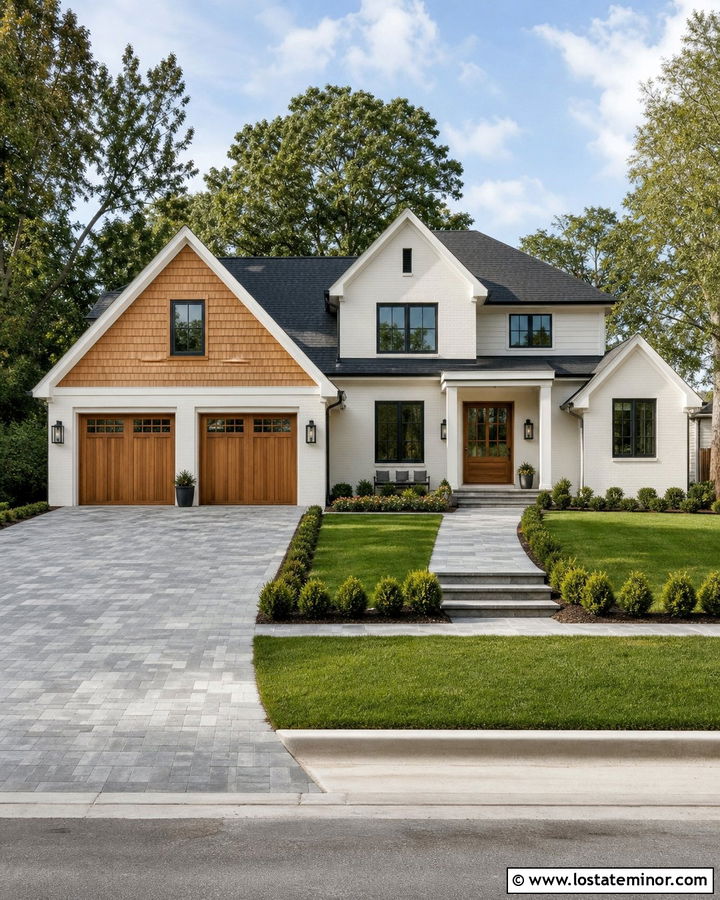 White House With Cedar Shake Garage - 30 White House Design With Cedar Shake Ideas