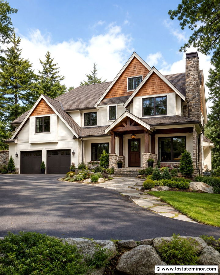 White House With Cedar Shakes And Stone - 30 White House Design With Cedar Shake Ideas