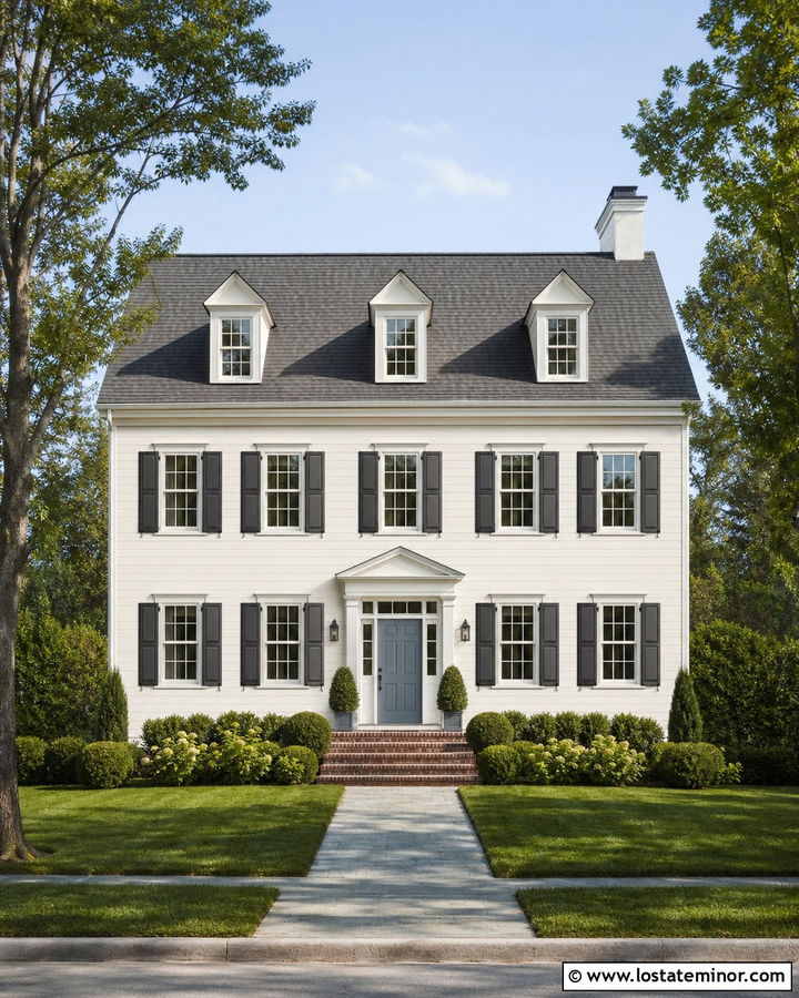 White House With Charcoal Gray Roof - 30 White House Design With Roof Ideas