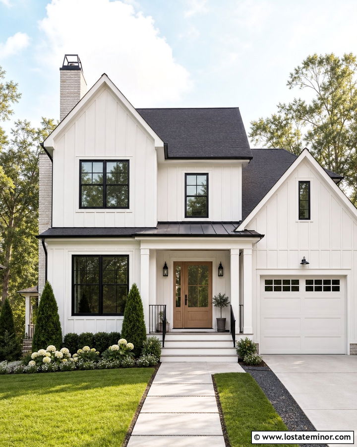 White House With Chimney And Black Windows - 30 White House Design With Chimney Ideas