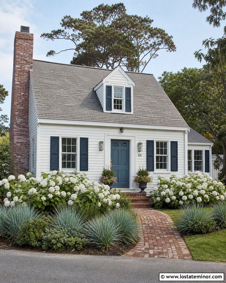 White House With Chimney And Blue Front Door - 30 White House Design With Chimney Ideas