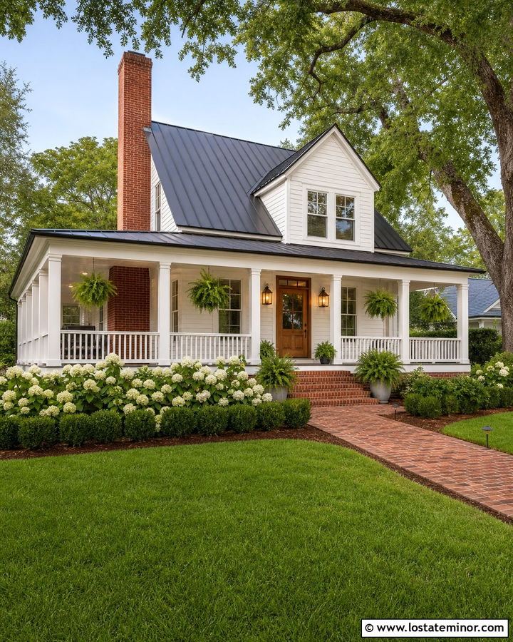 White House With Chimney And Wraparound Porch - 30 White House Design With Chimney Ideas