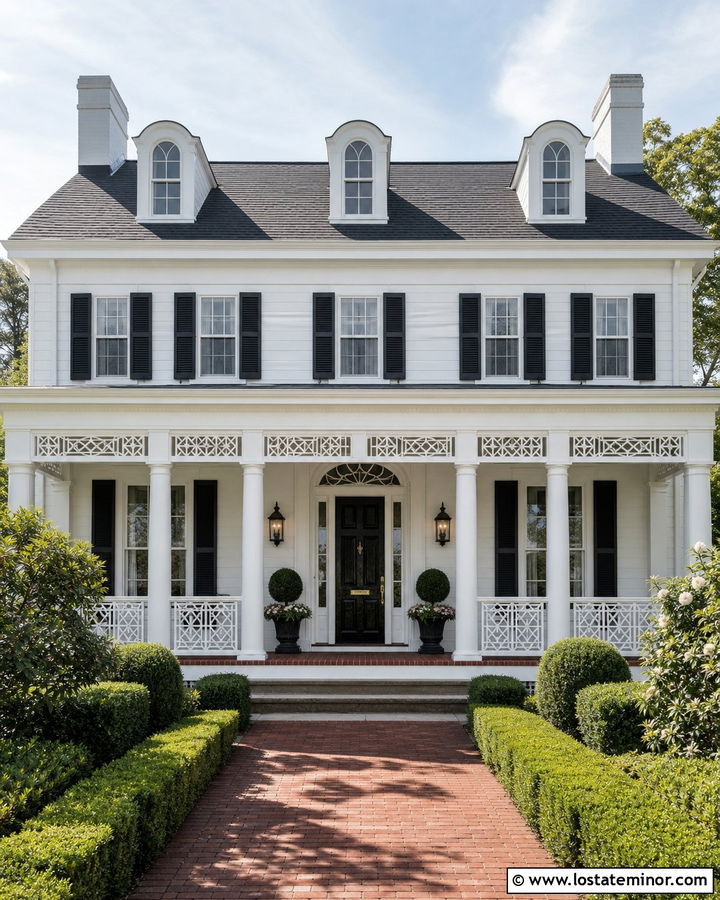 White House With Chippendale Railings - 30 White House Design With Railings Ideas
