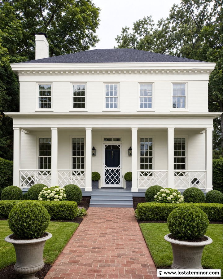 White House With Chippendale Screen Door - 30 White House Design With Screen Door Ideas