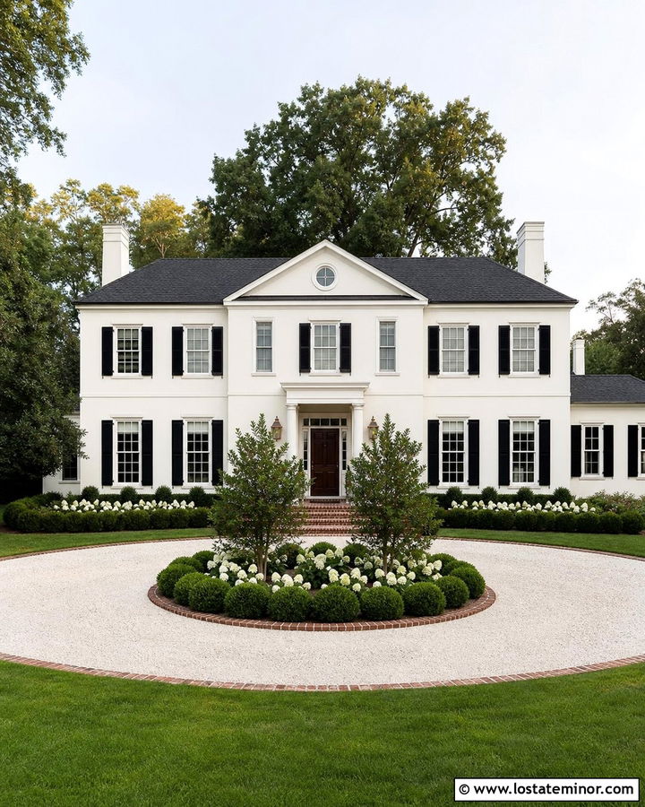 White House With Circular Driveway Landscaping - 30 White House Design With Landscaping Ideas
