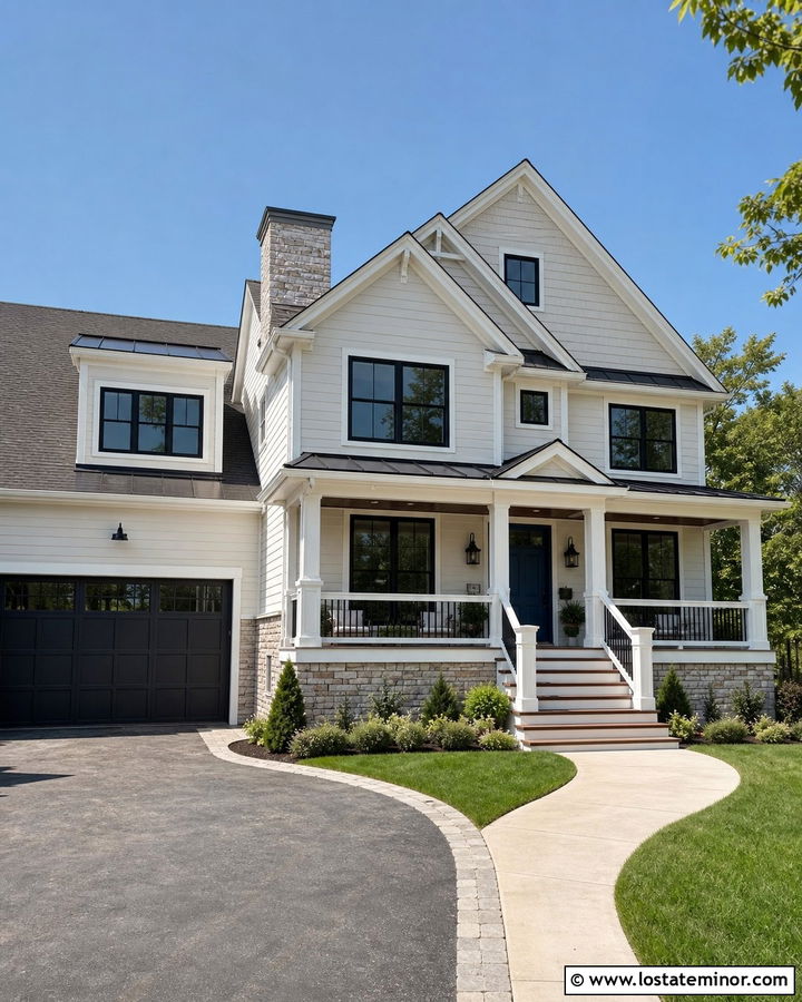 White House With Composite Railings - 30 White House Design With Railings Ideas