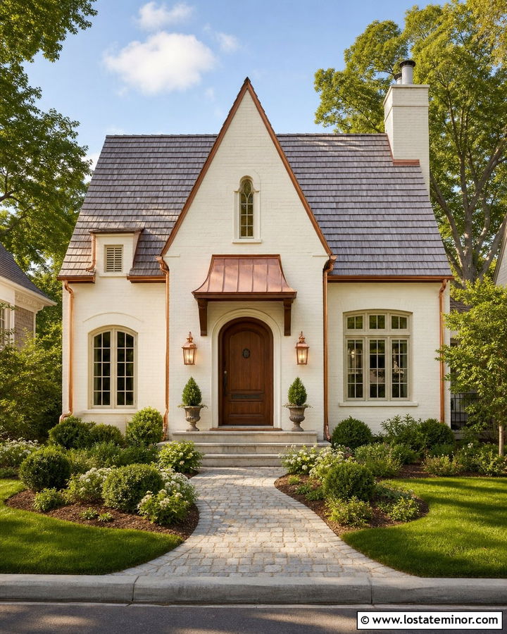 White House With Copper Gutters - 30 White House Design With Accents Ideas