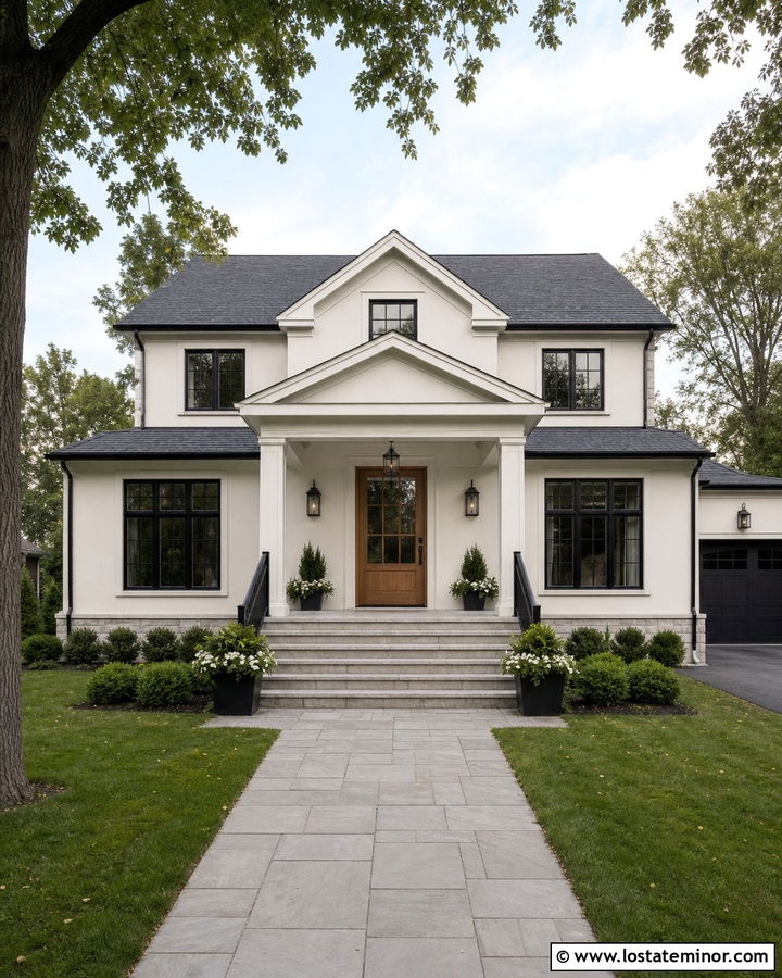 White House With Covered Portico Steps - 30 White House Design With Steps Ideas
