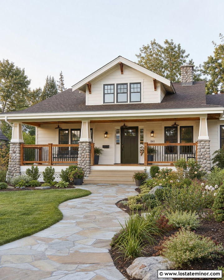 White House With Craftsman Railings - 30 White House Design With Railings Ideas