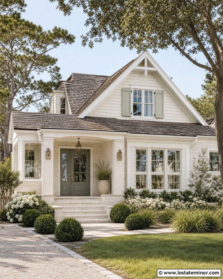 White House With Cream Brick Accents - 30 White House Design With Brick Accents Ideas