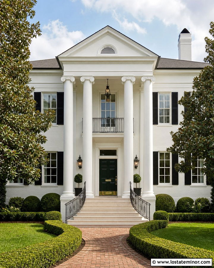 White House With Curved Railings - 30 White House Design With Railings Ideas
