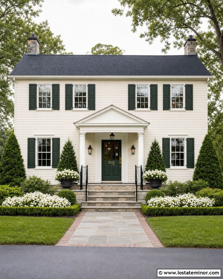 White House With Dark Green Dutch Door - 30 White House Design With Dutch Door Ideas