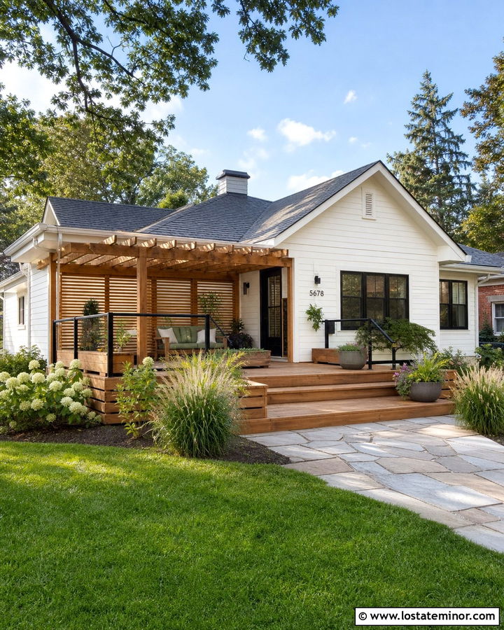 White House With Deck And Built In Seating - 30 White House Design With Deck Ideas