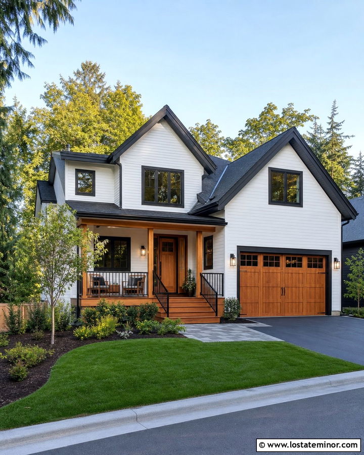 White House With Deck And Matching Garage - 30 White House Design With Deck Ideas