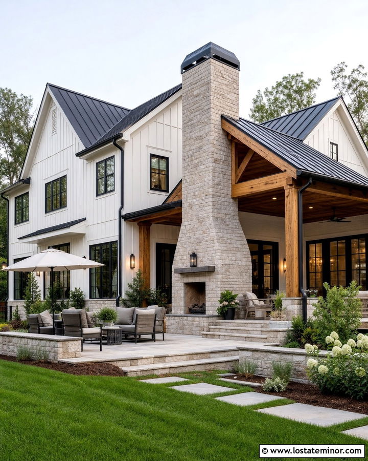 White House With Exterior Fireplace Chimney - 30 White House Design With Chimney Ideas