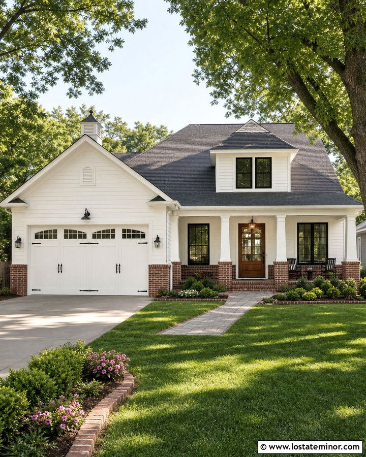 White House With Garage Brick Wainscoting - 30 White House Design With Wainscoting Ideas