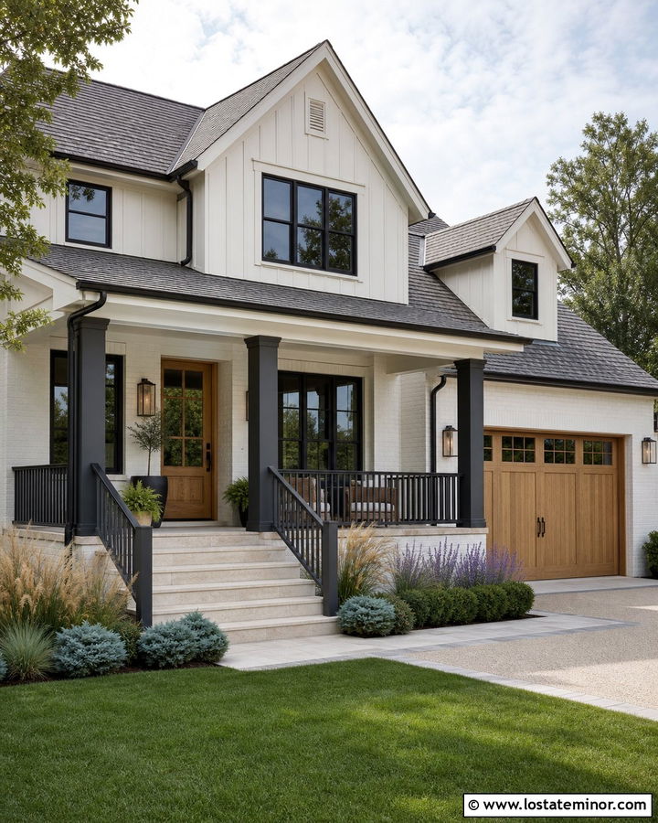 White House With Gray Railings - 30 White House Design With Railings Ideas
