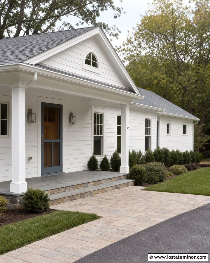 White House With Gray Screen Door - 30 White House Design With Screen Door Ideas