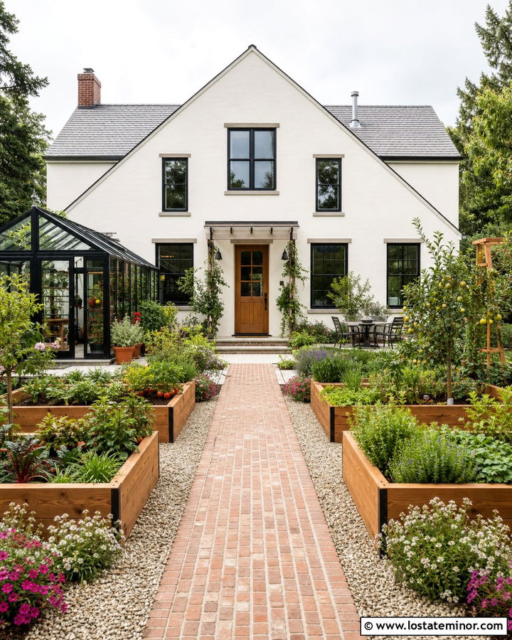 White House With Greenhouse Backyard Garden - 30 White House Design With Backyard Ideas