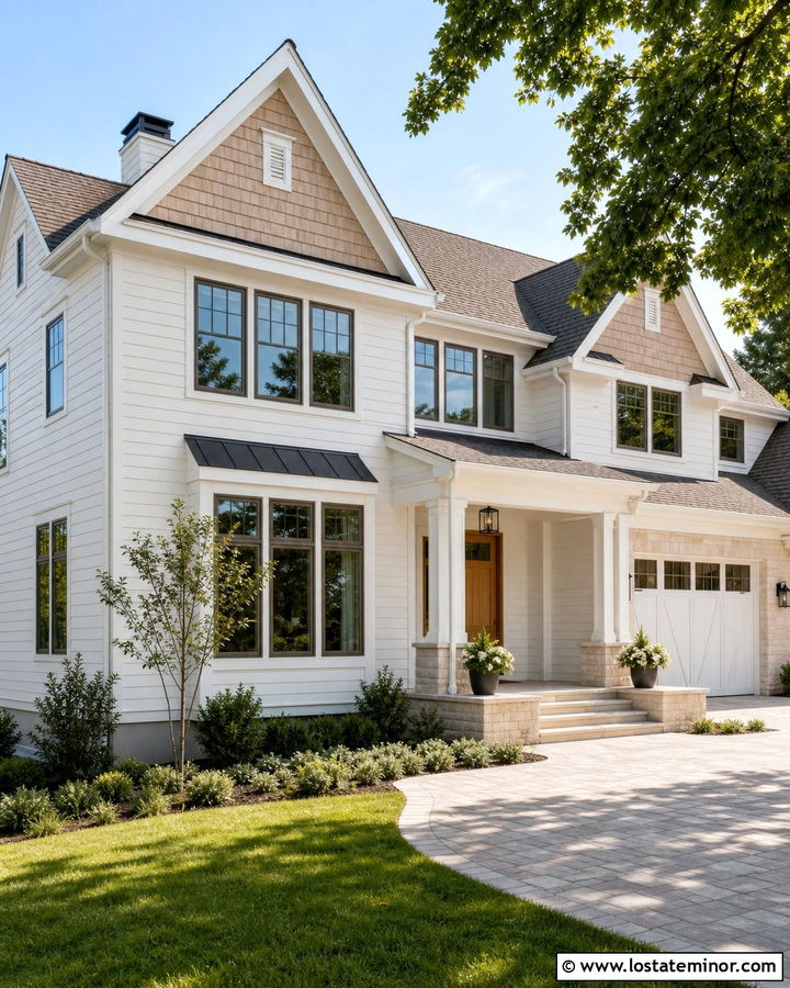 White House With Light Cedar Shakes - 30 White House Design With Cedar Shake Ideas