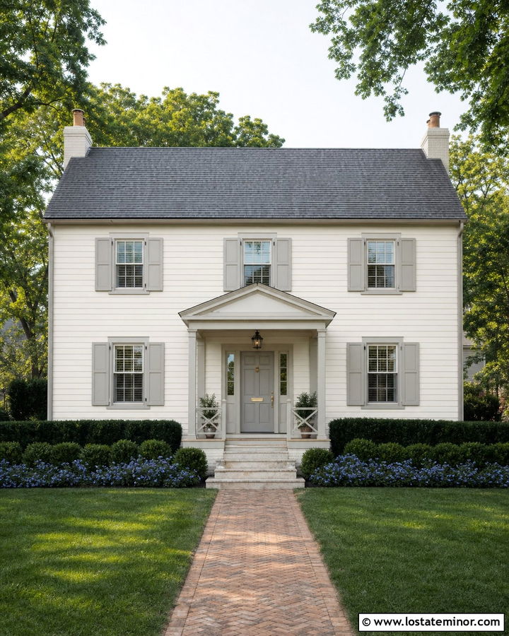 White House With Light Gray Trim - 30 White House Design With Accents Ideas