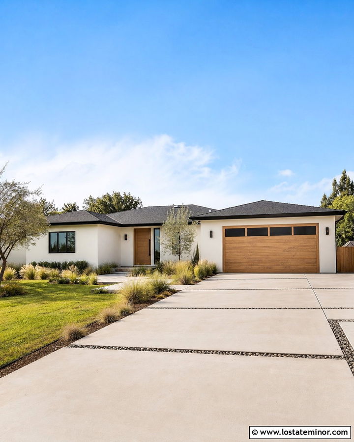 White House With Matching Entry And Garage Doors - 30 White House Design With Entry Door Ideas