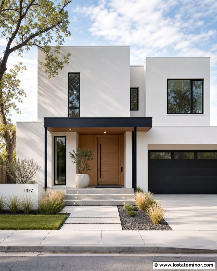 White House With Minimalist Front Porch - 30 White House Design With Front Porch Ideas