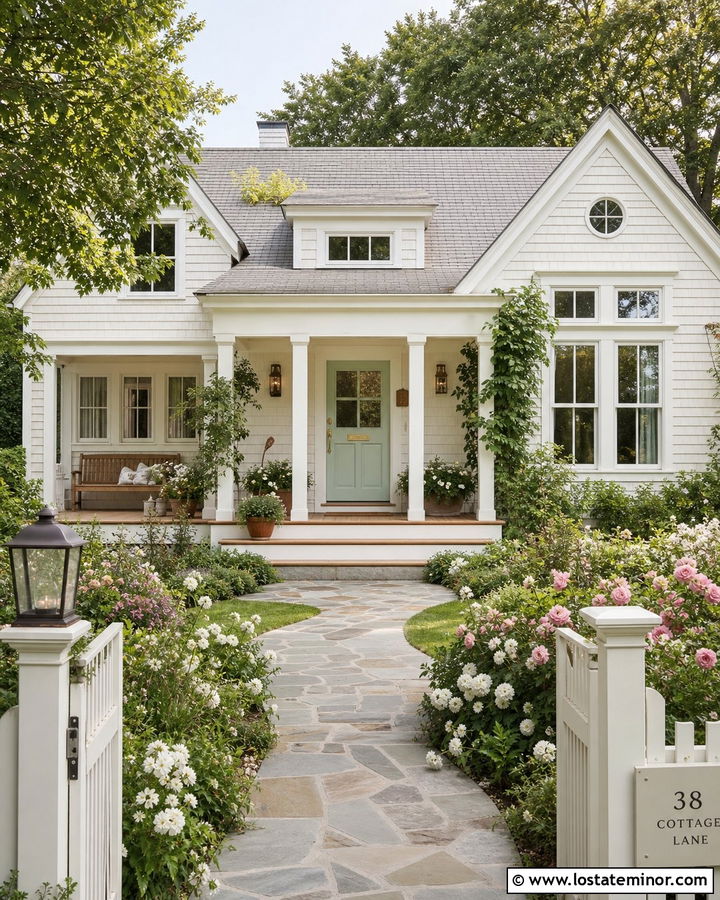 White House With Mint Green Front Door - 30 White House Design With Front Door Ideas