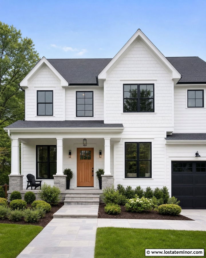 White House With Mixed Shingle And Lap Siding - 30 White House Design With Shingles Ideas