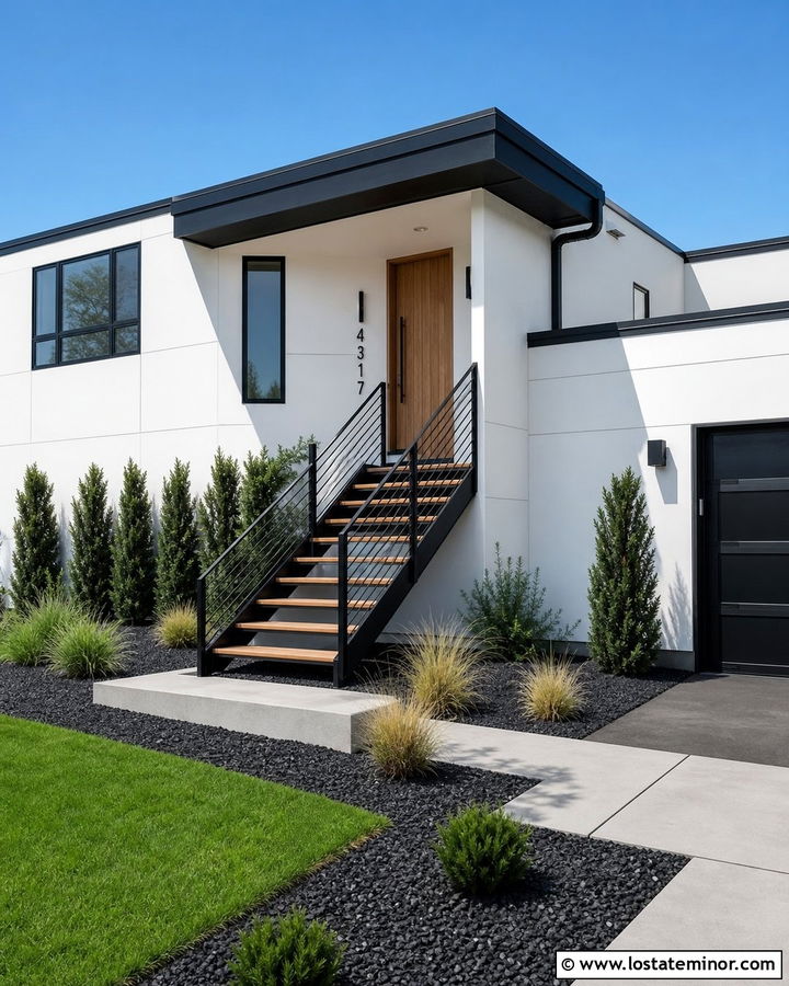 White House With Modern Steel Steps - 30 White House Design With Steps Ideas