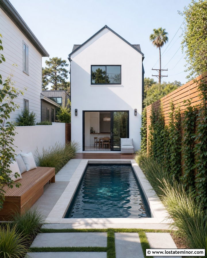 White House With Narrow Backyard Plunge Pool - 30 White House Design With Backyard Ideas