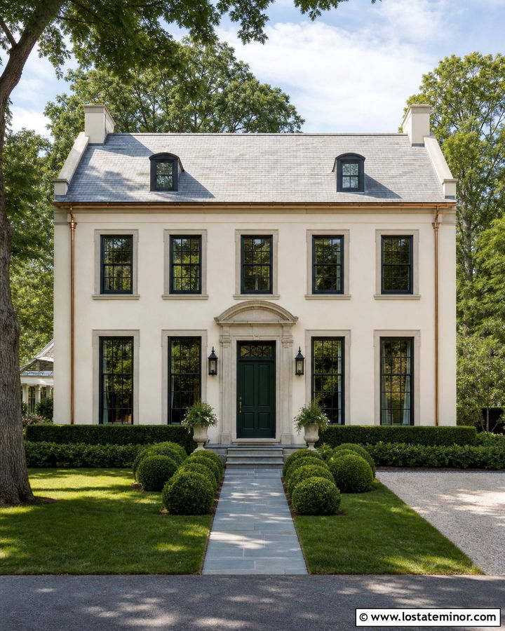 White House With Natural Slate Roof - 30 White House Design With Roof Ideas