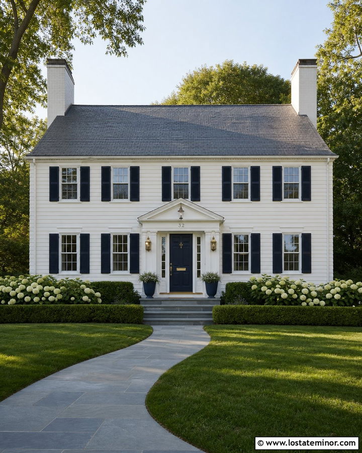 White House With Navy Blue Front Door - 30 White House Design With Front Door Ideas