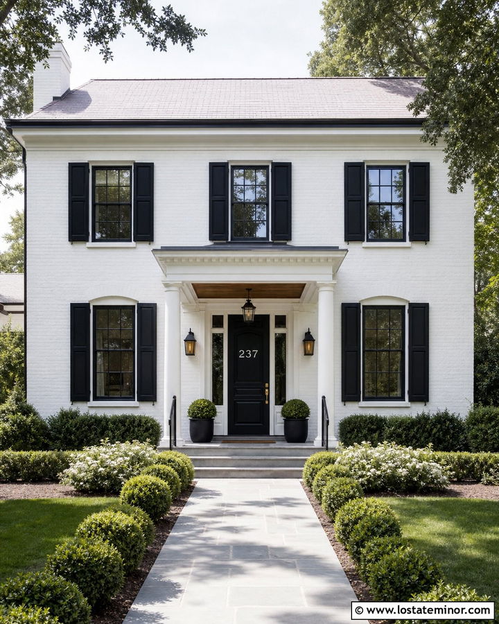 White House With Numbers On A Black Front Door - 30 White House Design With House Numbers Ideas