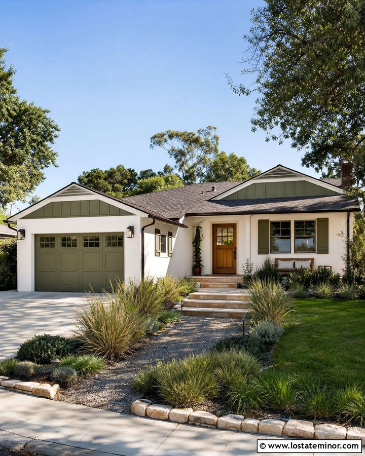 White House With Olive Green Accents - 30 White House Design With Accents Ideas