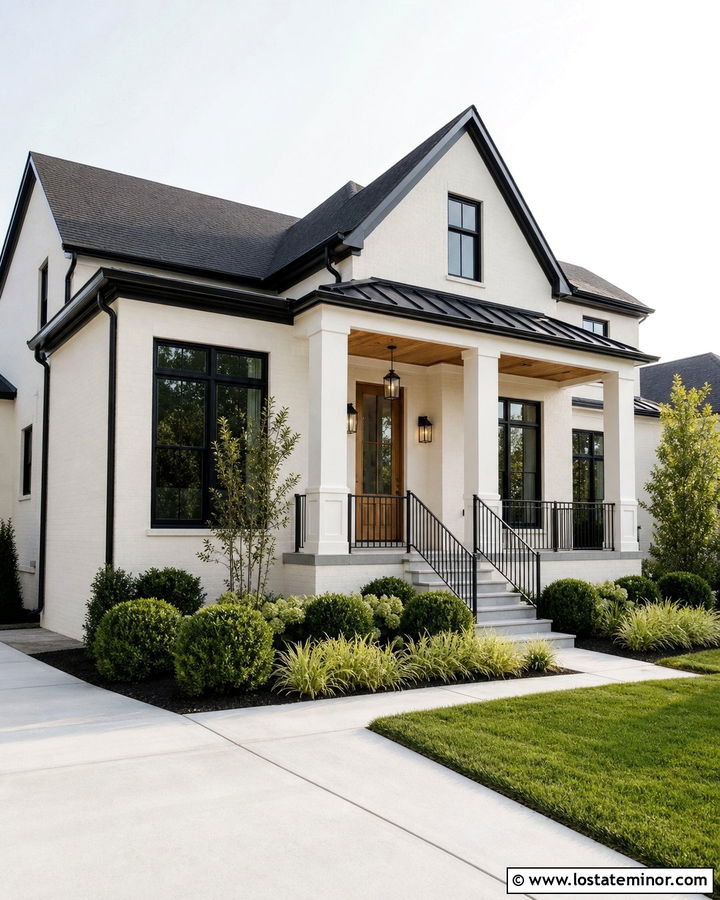 White House With Porch Columns And Black Trim - 30 White House Design With Porch Columns Ideas