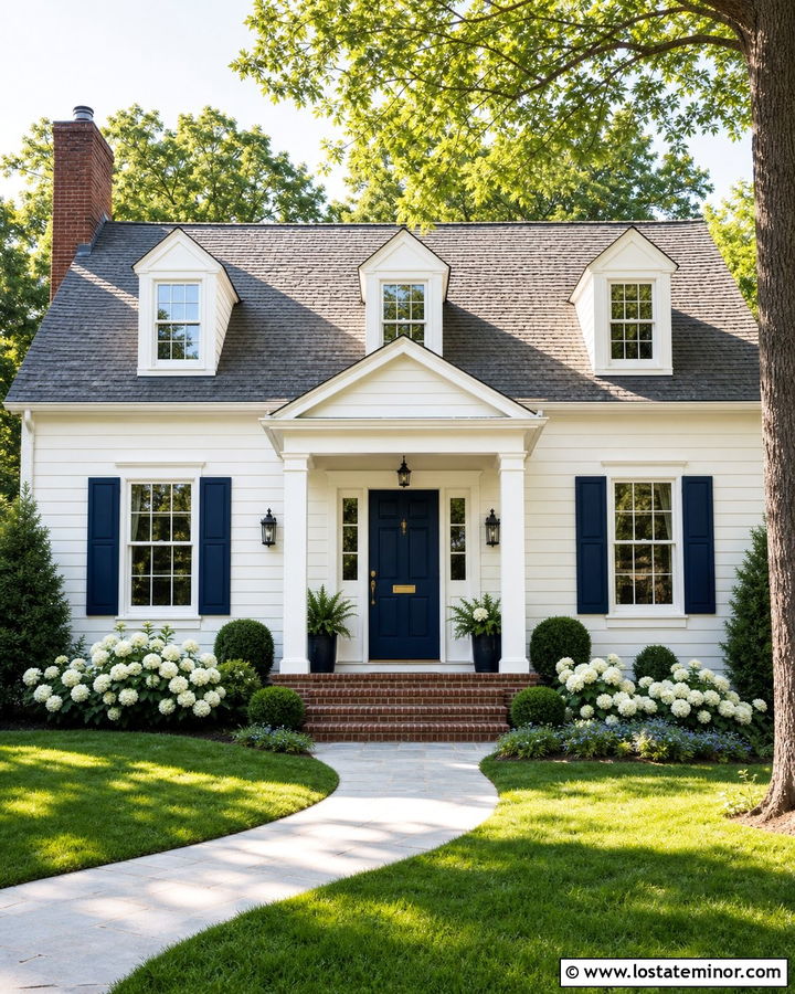 White House With Porch Columns And Blue Door - 30 White House Design With Porch Columns Ideas