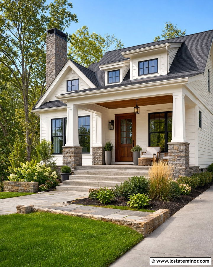 White House With Porch Columns And Stone Accents - 30 White House Design With Porch Columns Ideas