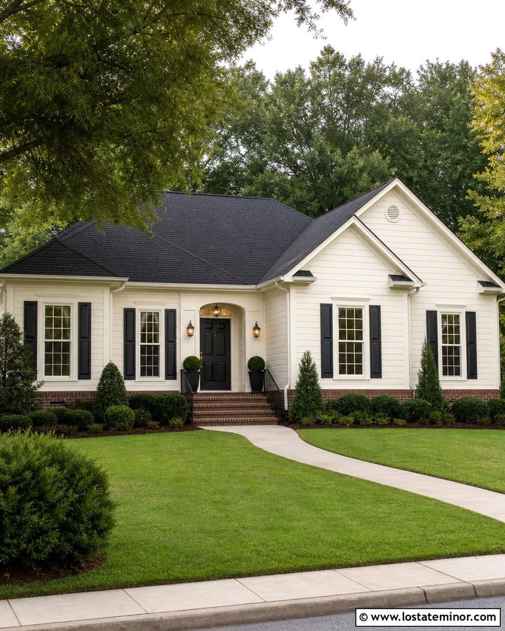 White House With Red Brick Base - 30 White House Design With Brick Accents Ideas