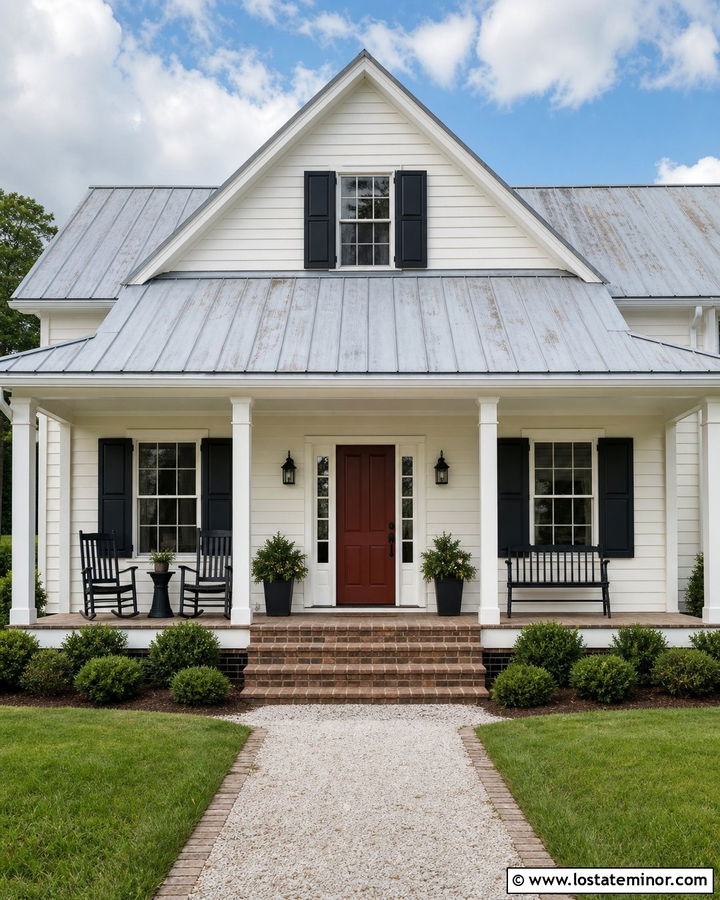 White House With Red Entry Door - 30 White House Design With Entry Door Ideas
