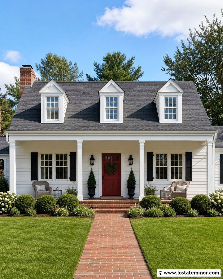 White House With Red Front Door And Porch - 30 White House Design With Front Porch Ideas