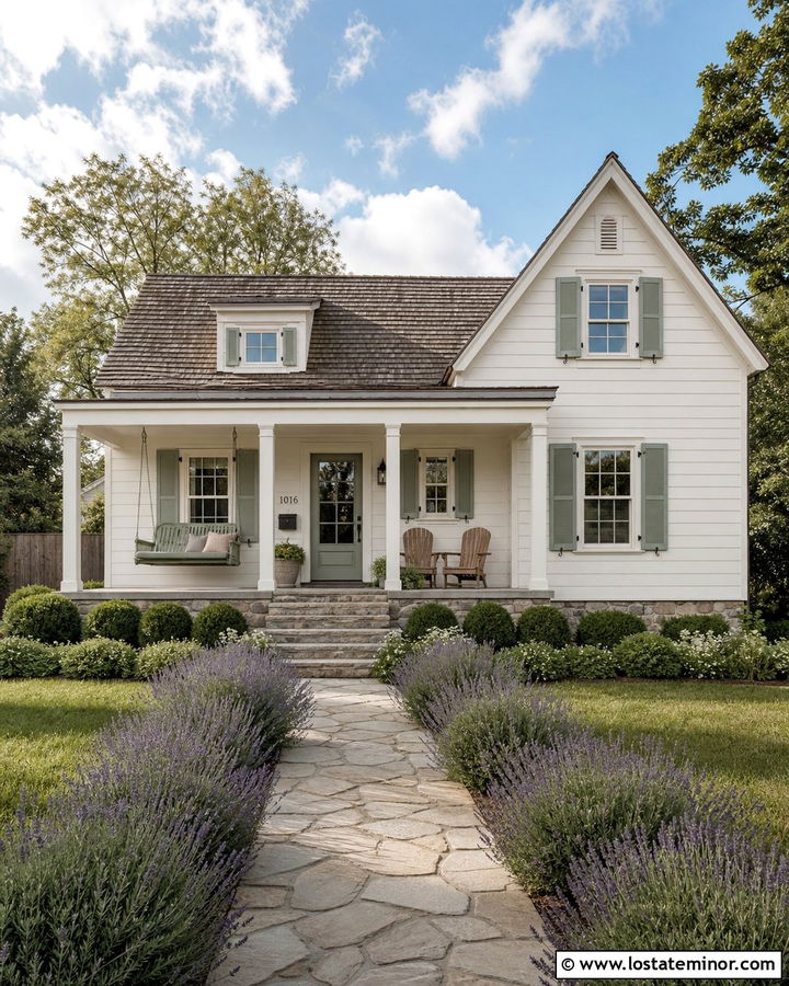 White House With Sage Green Accents - 30 White House Design With Accents Ideas