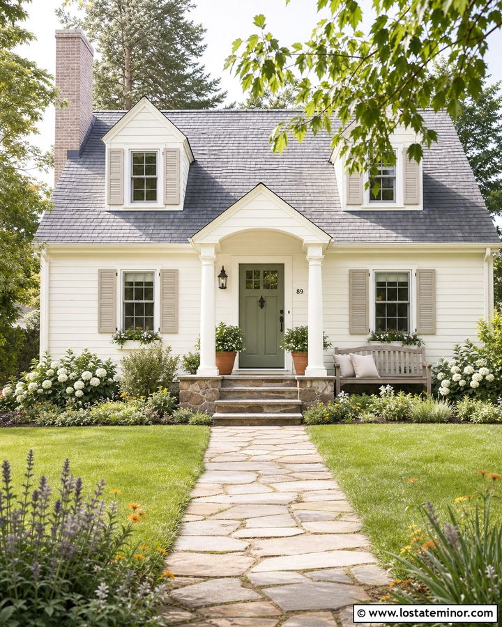 White House With Sage Green Front Door - 30 White House Design With Front Door Ideas
