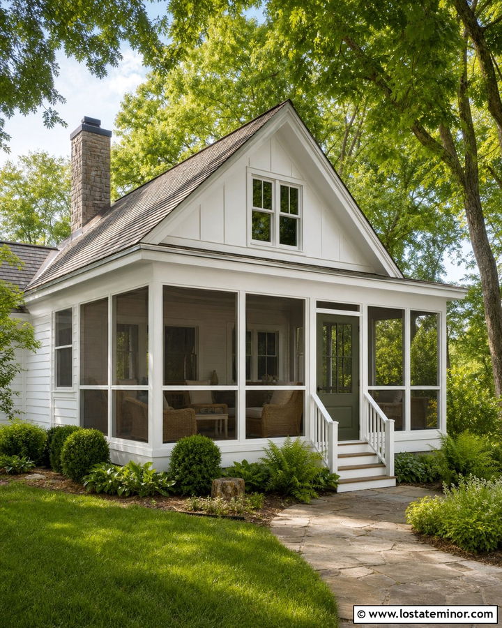 White House With Screened Front Porch - 30 White House Design With Front Porch Ideas