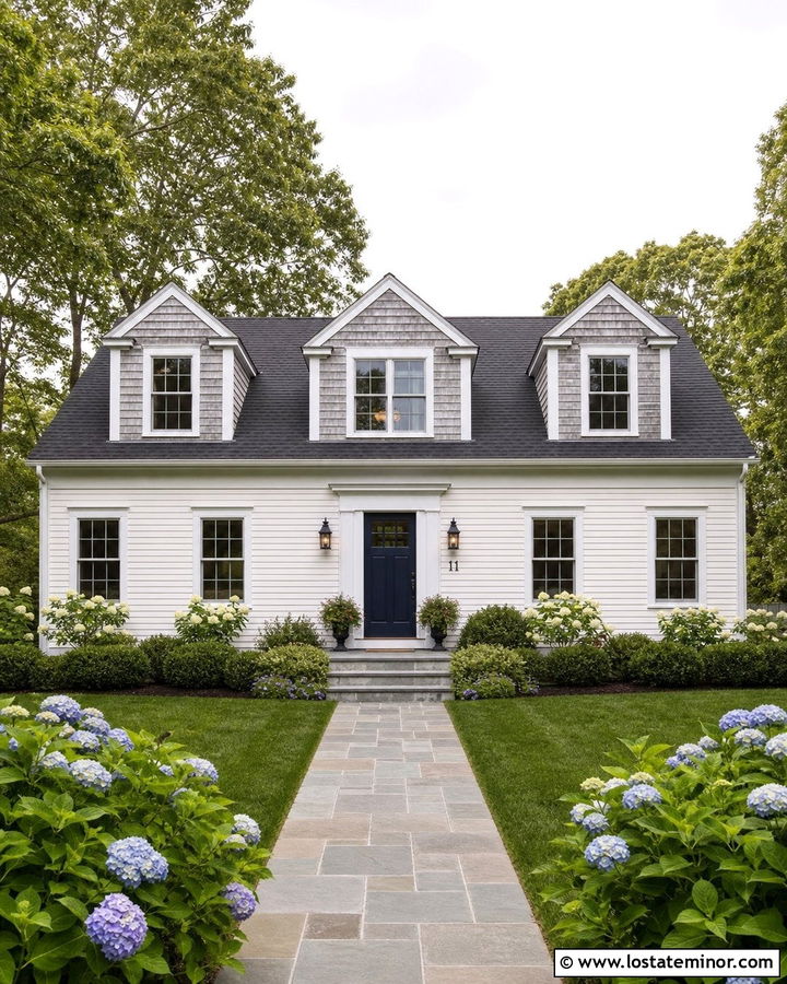 White House With Shingled Dormers - 30 White House Design With Shingles Ideas