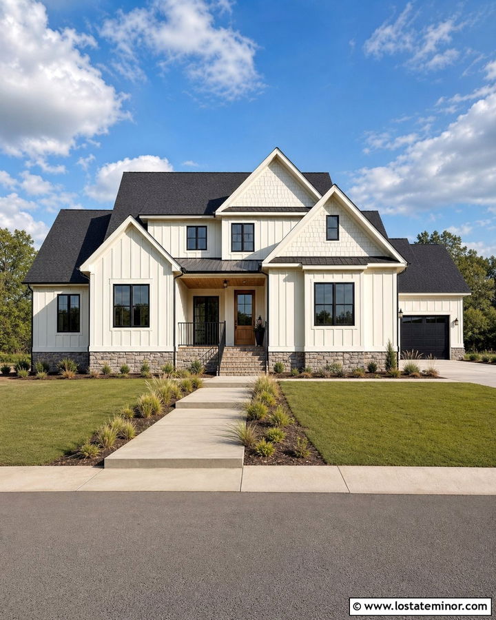 White House With Shingles And Black Windows - 30 White House Design With Shingles Ideas