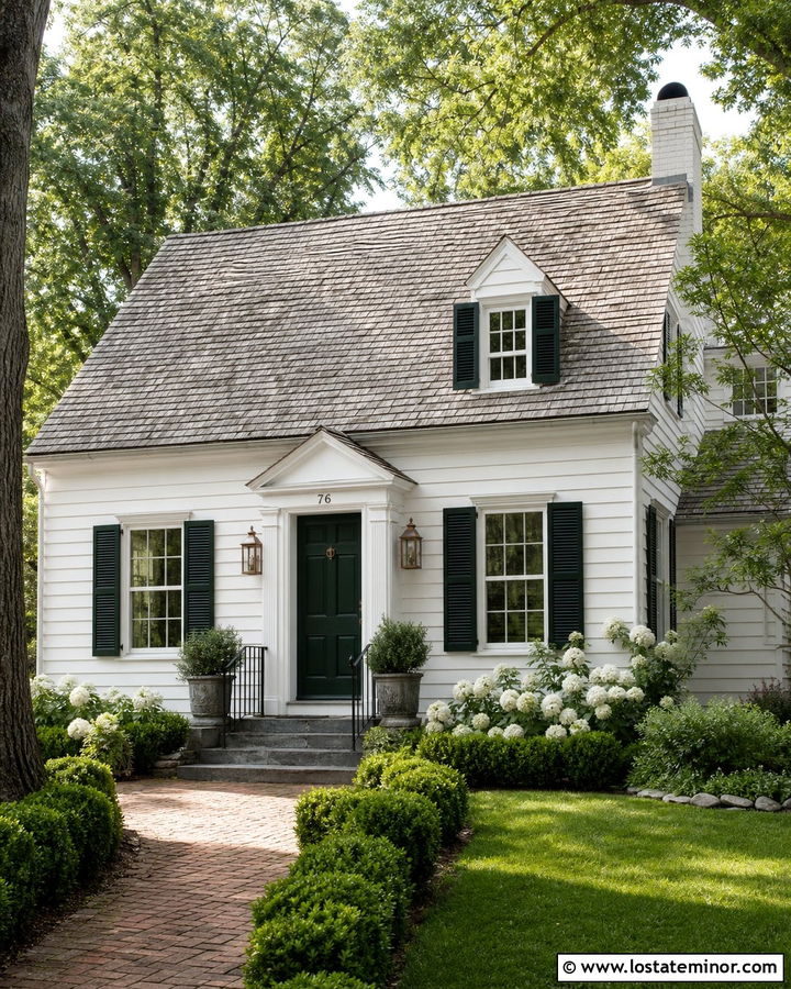 White House With Shingles And Green Shutters - 30 White House Design With Shingles Ideas