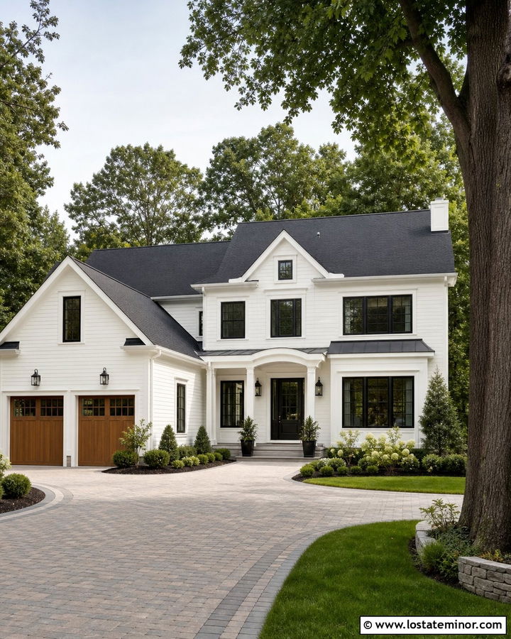 White House With Side Entry Garage - 30 White House Design With Garage Door Ideas